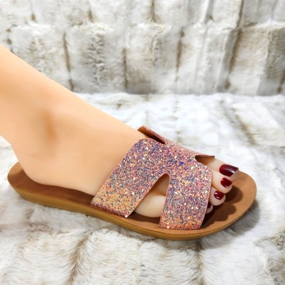 Cape Robbin Shoes - Cape Robbin Blazing Star Glitter Slide Summer Sandals